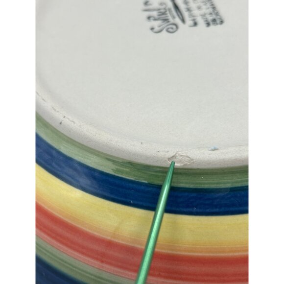 Swirl Serving Bowl Pasta Striped 12" Hand Painted Multi-color Granny Core - Picture 4 of 7